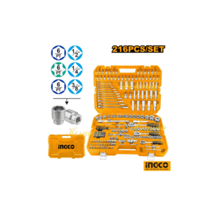 INGCO 216 Piece Tool Kit with Carry Box – Full Hand Tool Set for Mechanics and Professionals