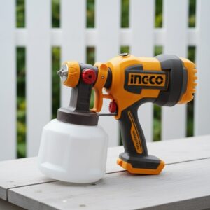 INGCO cordless 20V spray gun with paint container, handheld portable paint sprayer