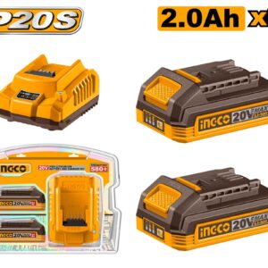 INGCO P20S 20V 2.0Ah Lithium-Ion Battery & Fast Charger Kit FBCPK2212