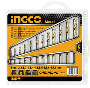 INGCO AKDB1125 12pcs HSS twist drill bit set for metal drilling