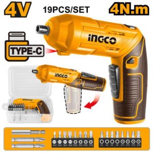 INGCO CSDLI0442 4V Cordless Screwdriver with USB Type-C Charging and LED Light