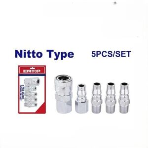 EMTOP EMQP3673 5PCS 1/4" Nitto Type Quick Coupler Set | Air Compressor Connector
