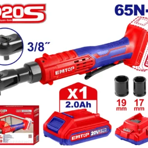 EMTOP 20V Lithium-Ion Cordless Drive Ratchet 0-250 RPM