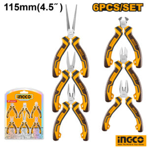 INGCO HMPS06115 6PCS Mini Pliers Set 4.5 Inch 115mm